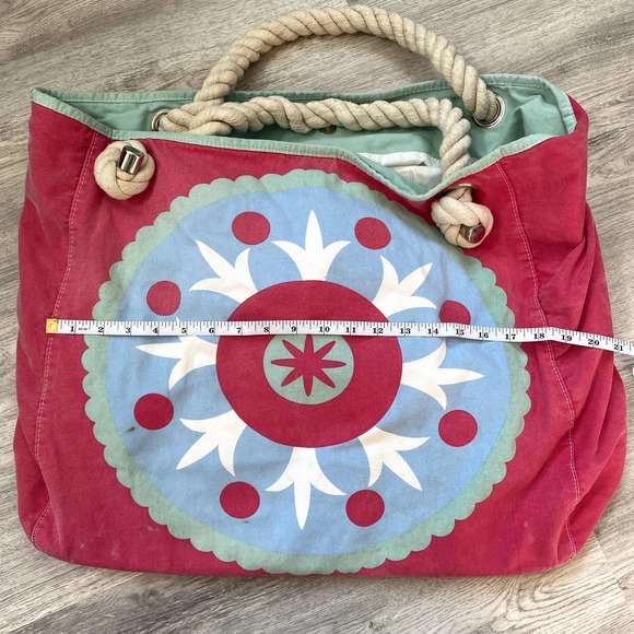 Large Canvas Beach Tote in Pink - Picture 4 of 11